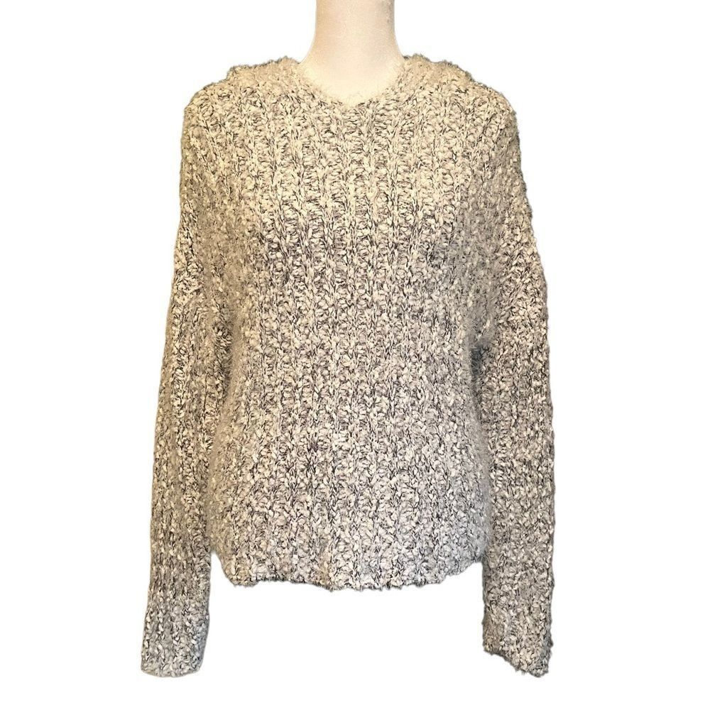 RAG POETS SHAGGY HOODED CROP WHITE/BLACK SWEATER SIZE XS​​​​​